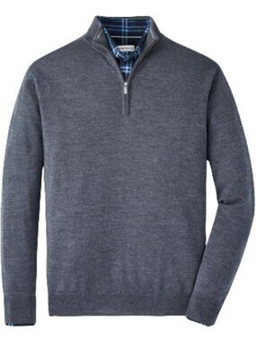 Peter Millar Autumn Crest Merino Wool Quarter Zip Sweater Charcoal ( XL )